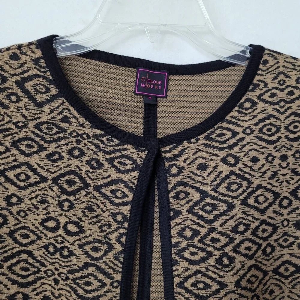 Colour Works‎ Sweater Womens M Snap Closure Long Sleeve Diamond Print Cardigan